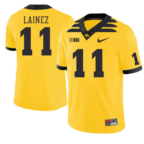 Men #11 Marco Lainez Iowa Hawkeyes College Football Jerseys Stitched Sale-Gold - Click Image to Close